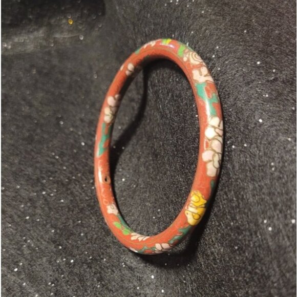 Vintage Cloisonne floral bangle bracelet - Picture 1 of 4